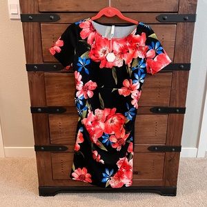 PinkBlush Floral Fitted Maternity Dress - L